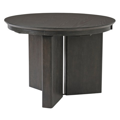 Extendable Dining Table, Modern Farmhouse Kitchen Table with Pedestal Base and Adjustable Foot Pads for Dining Room, Kitchen (Espresso)