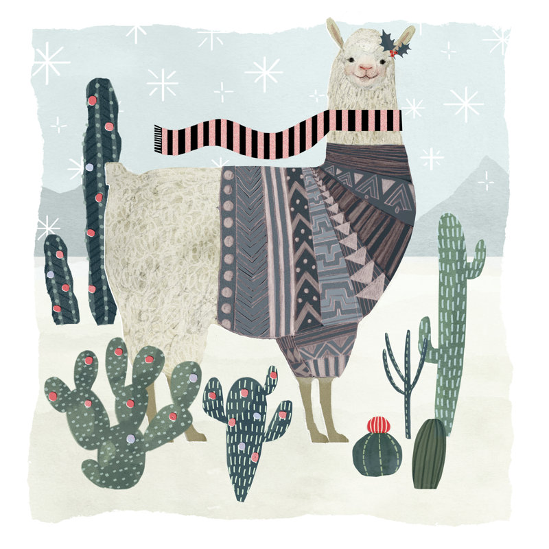 Holiday Llama II - Wrapped Canvas Print, 122cm H x 122cm W
