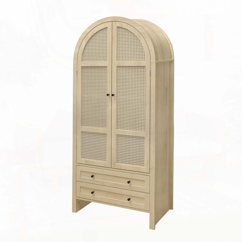 Grande armoire de rangement arquée 70,28 po avec 2 tiroirs et tablettes réglables