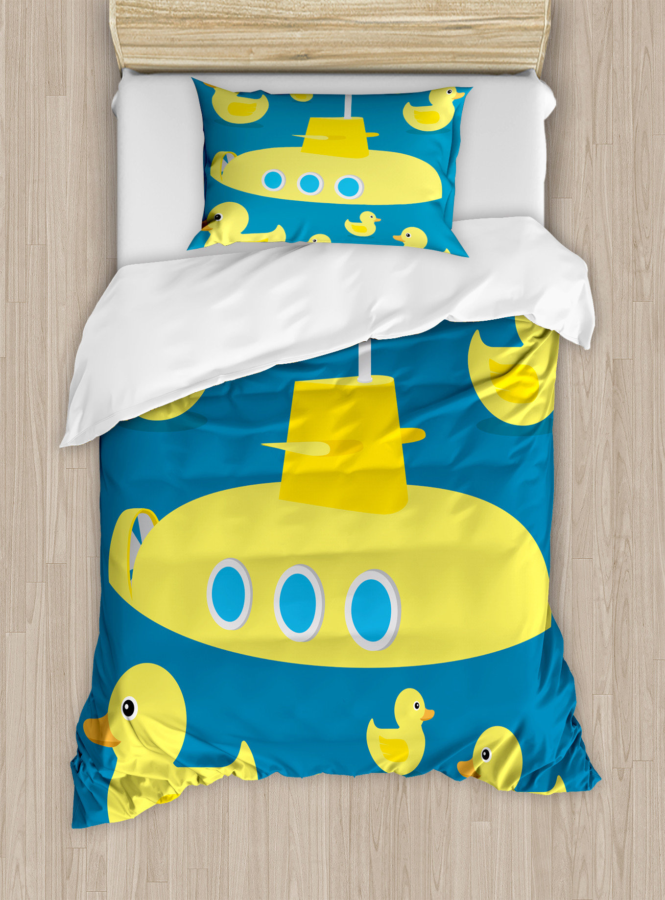 Rubber Duck Print Pattern Duvet Cover Bedding Set