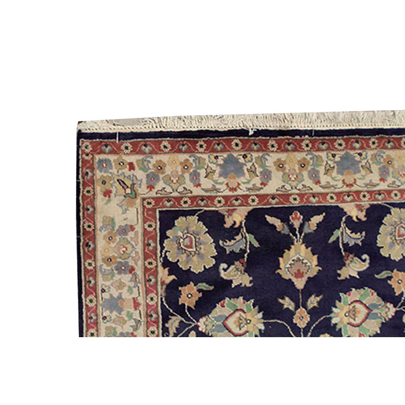 Hand-Knotted High-Quality Navy and Ivory Area Rug
