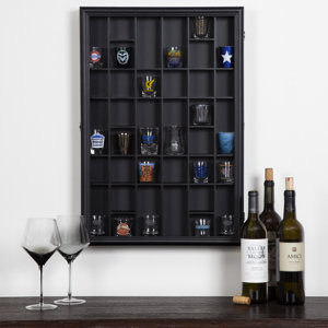 Gallery Solutions 26\u0027\u0027 x 18" Wall Mount Curio \u0026 Shot Glass Display Case