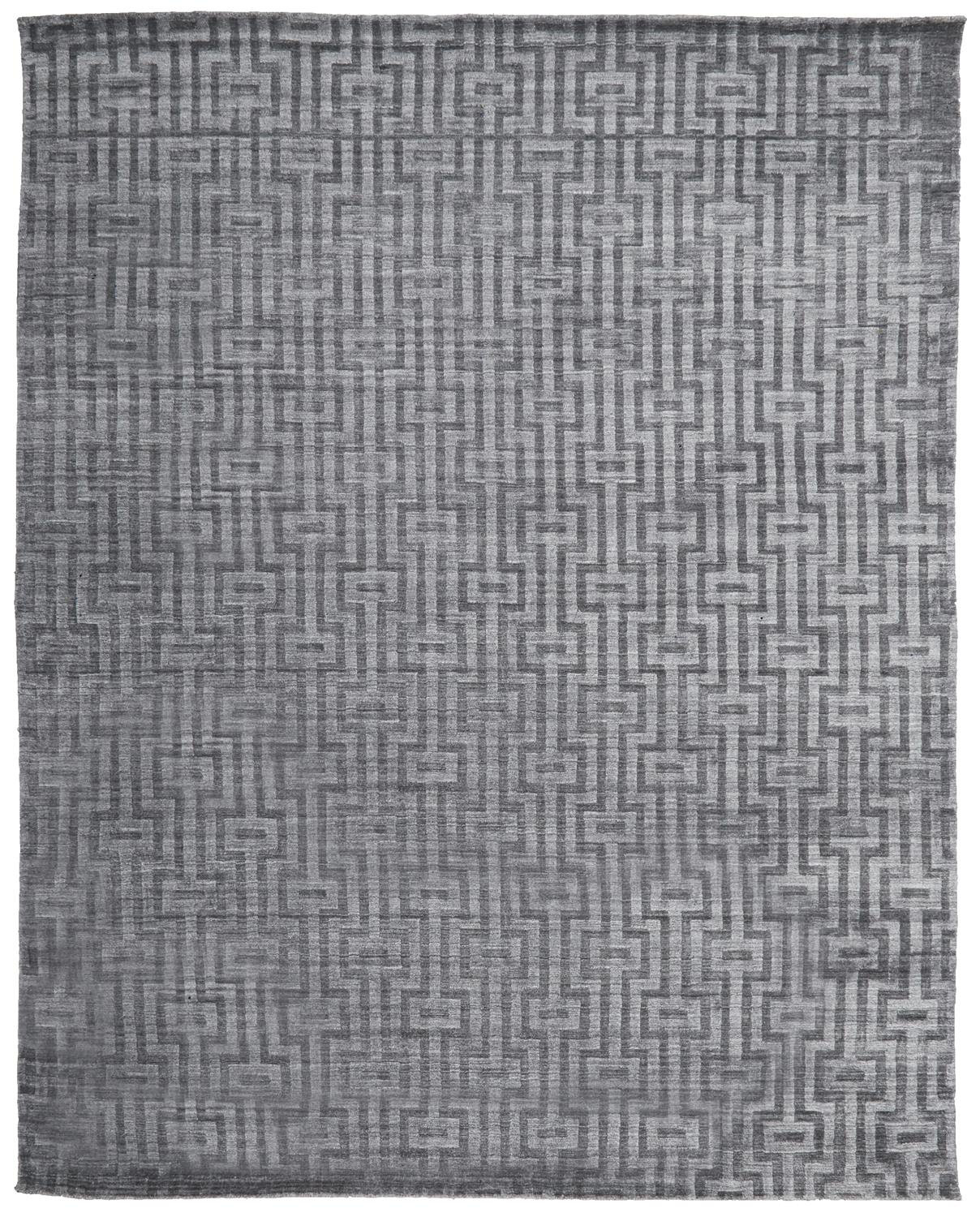 Marcia Dark Silver Gray Hand-Woven Geometric Rug, Rectangle 2' x 3'
