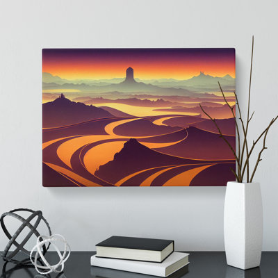Deco Sunset Landscape - Wrapped Canvas