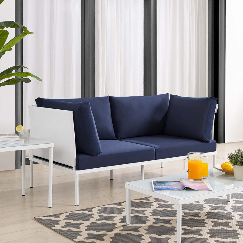 Harmony Sunbrella Outdoor Patio Aluminum Loveseat by Modway, Navy Sunbrella®
