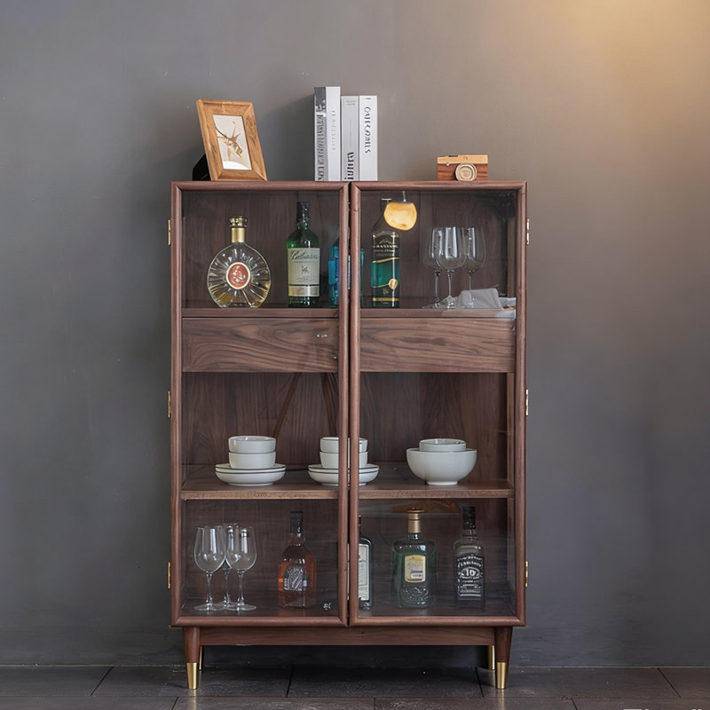 Nut-brown Solid Wood+Tempered Glass Display Cases