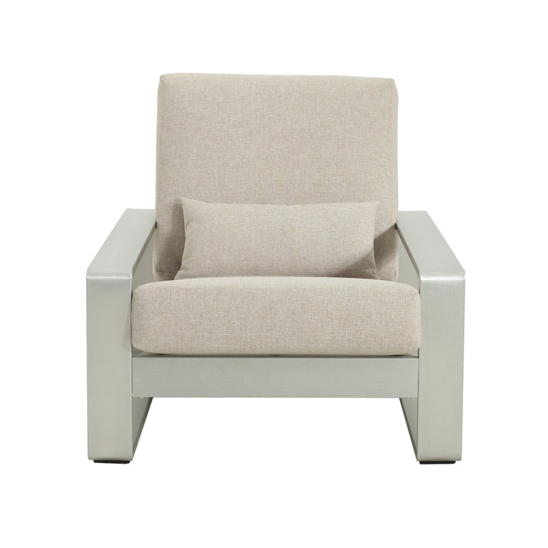 Méridienne en aluminium La Plata, Coussin beige / structure argentée