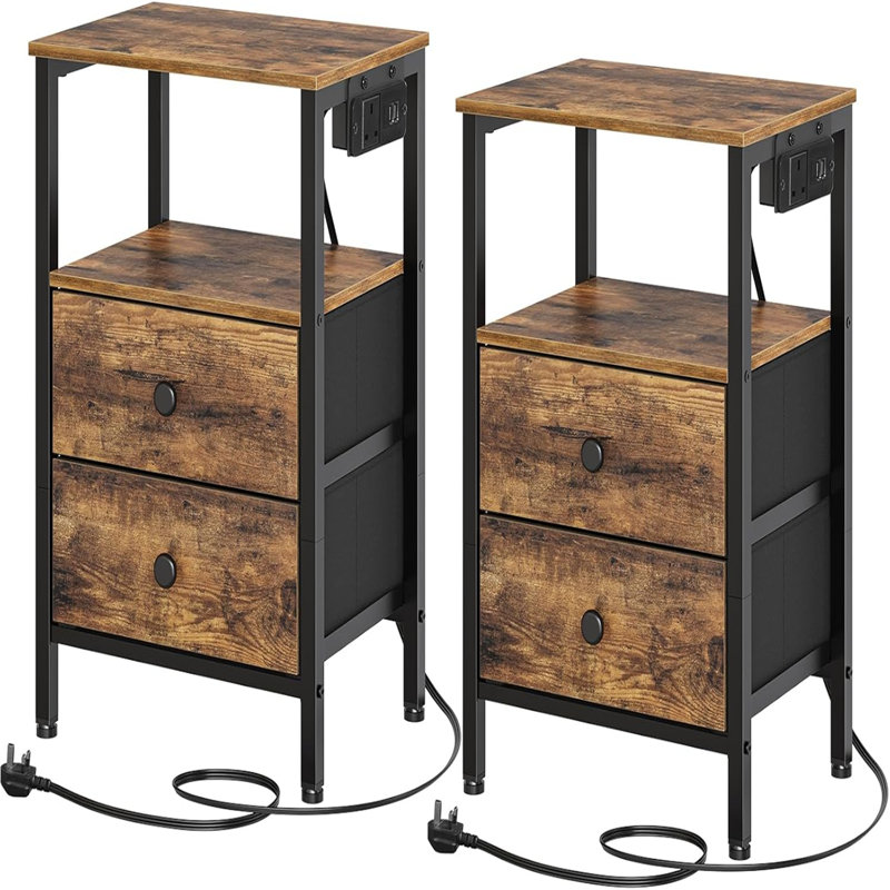 39cm W Metal Bedside Table