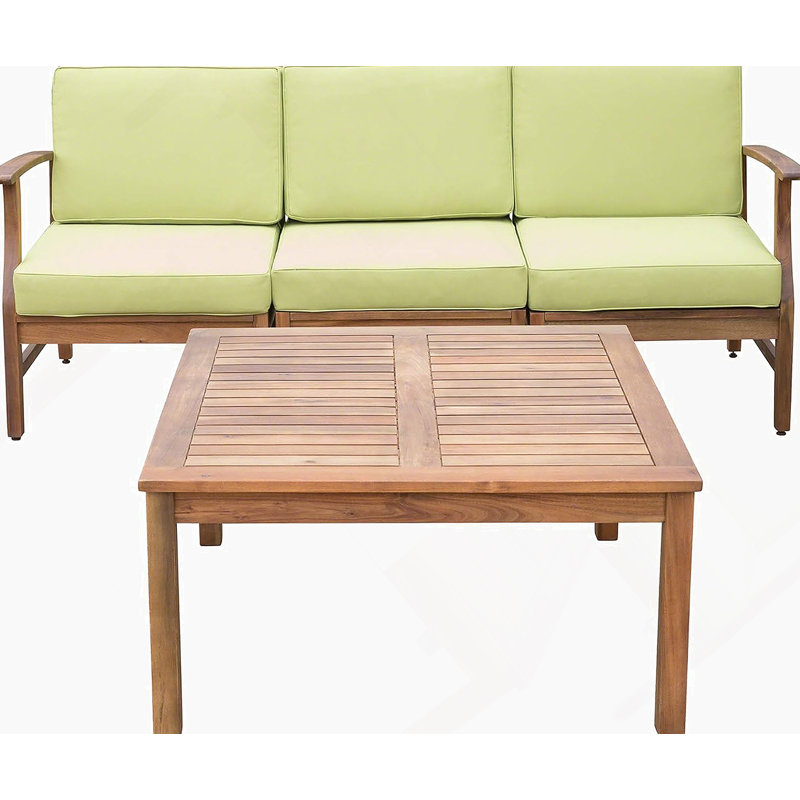 PERLA 3 SEATER SOFA AND TABLE SET, GREEN