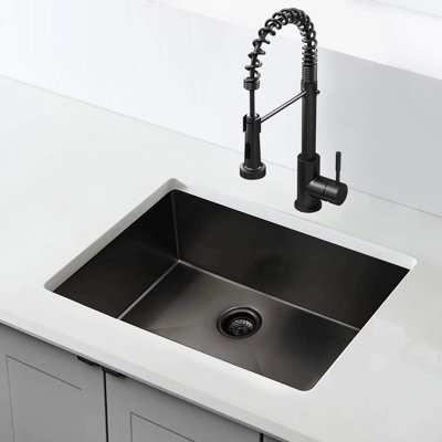 Modern Gunmetal Black Sink, 32X19 Inch, Stainless Steel, Undermount, , Practical 32"X19" Undermount Steel Kitchen Black, , Long Service Life