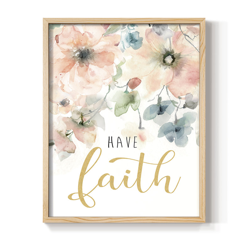 «Have Faith», reproduction encadrée - bois massif, Naturel, H 15 po x l 12 po