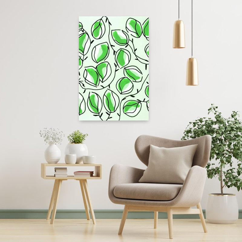 Graine de graines, art mural vert contemporain, H 36 po x l 24 po
