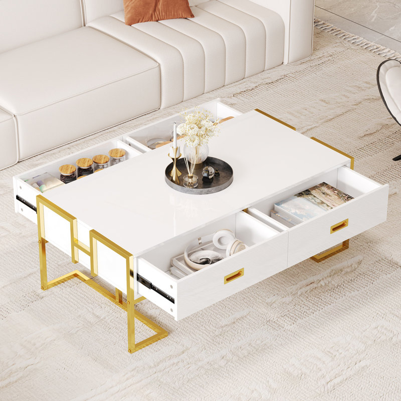 Table basse moderne à 4 tiroirs Modern, Blanc