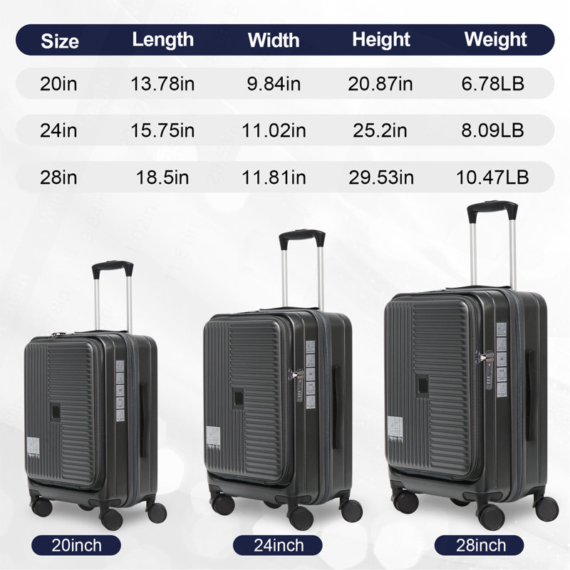 Luggage,with front opening,TSA approved lock,hardshell suitcase
