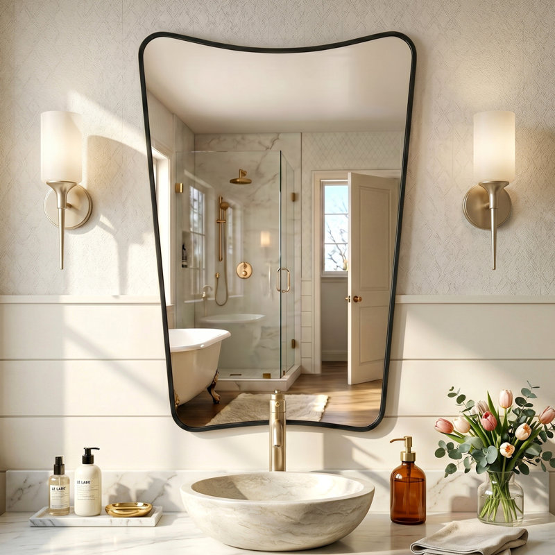 Miroir de salle de bain Contemporary, 36 po x 24 po, Noir