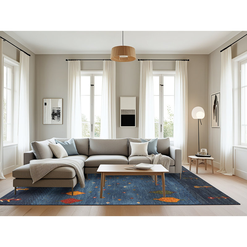 Tapis bleu abstrait Fithian, Rectangle 8 pi x 12 pi