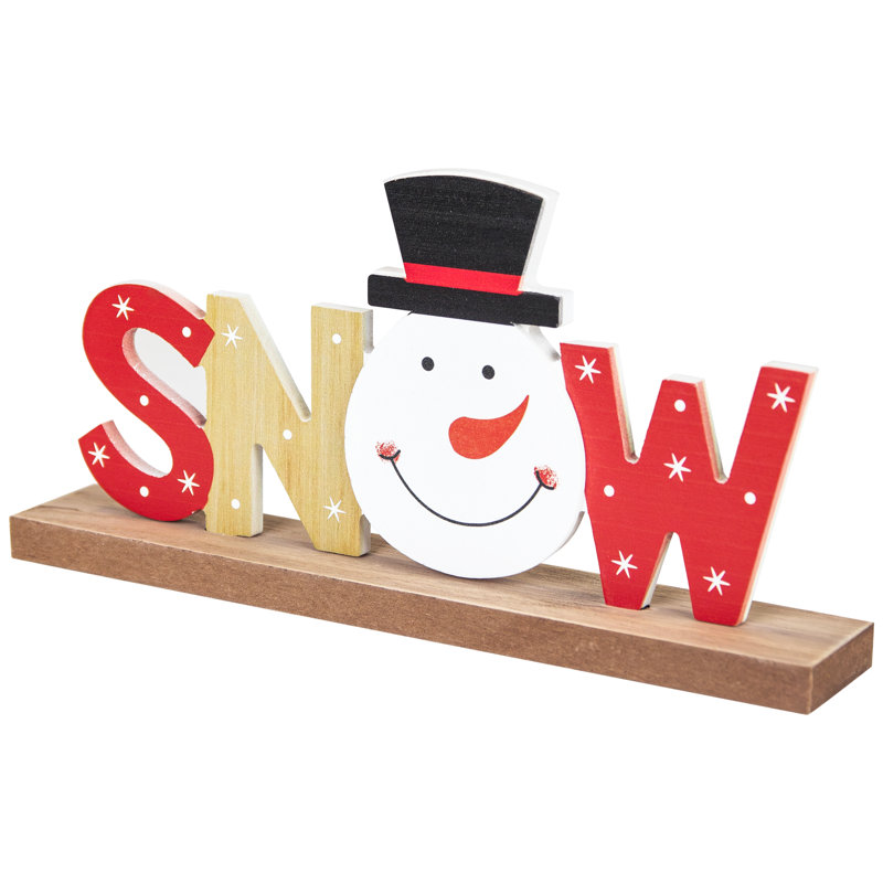Plaque de Noël en bois bonhomme de neige - 9,5 po