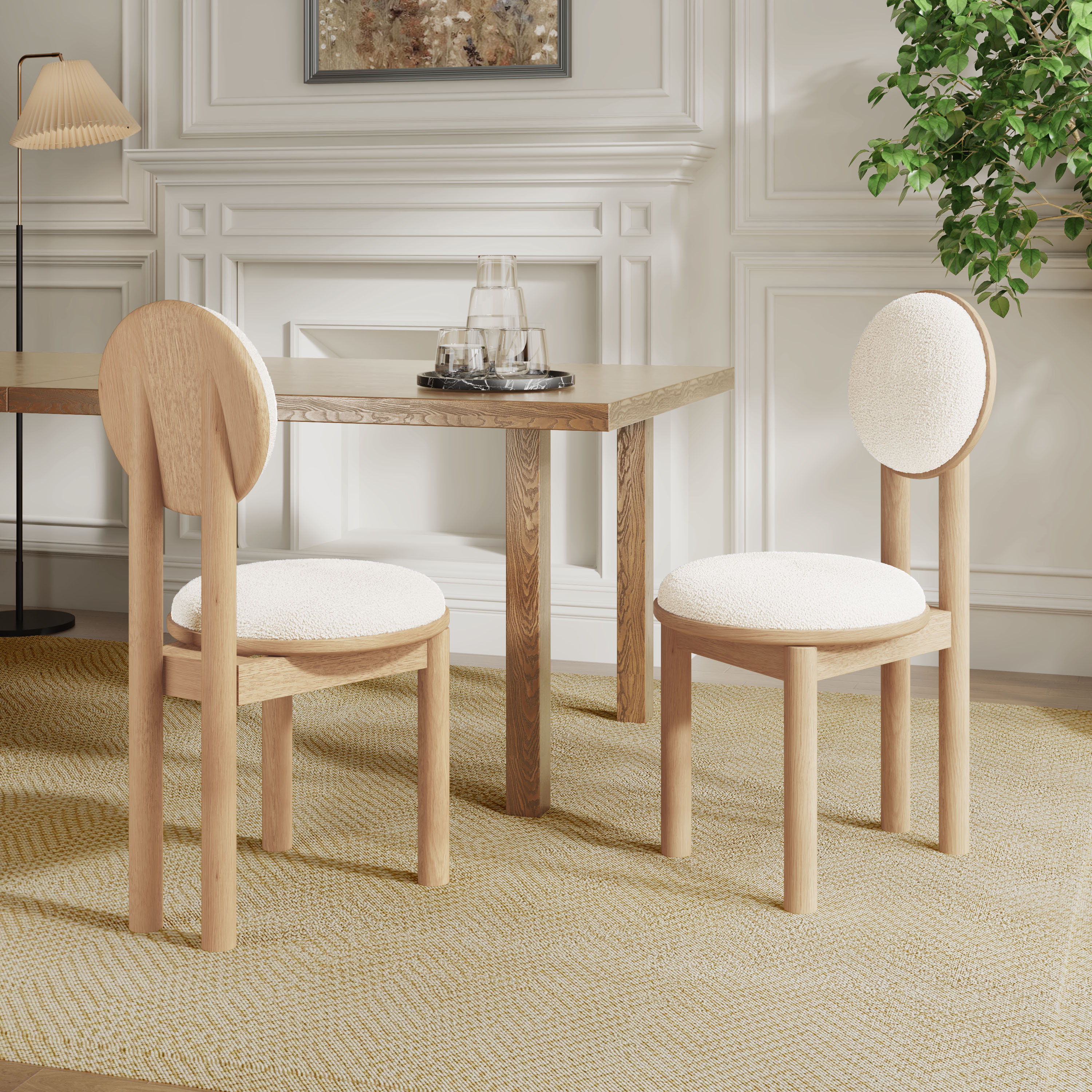 Latitude Run® Thaddeus Mid-Century Modern Fabric Upholstered Round Back ...