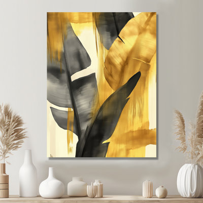«Banana Leaf in Golden Air III - Neutral Botanical», reproduction sur toile encadrée