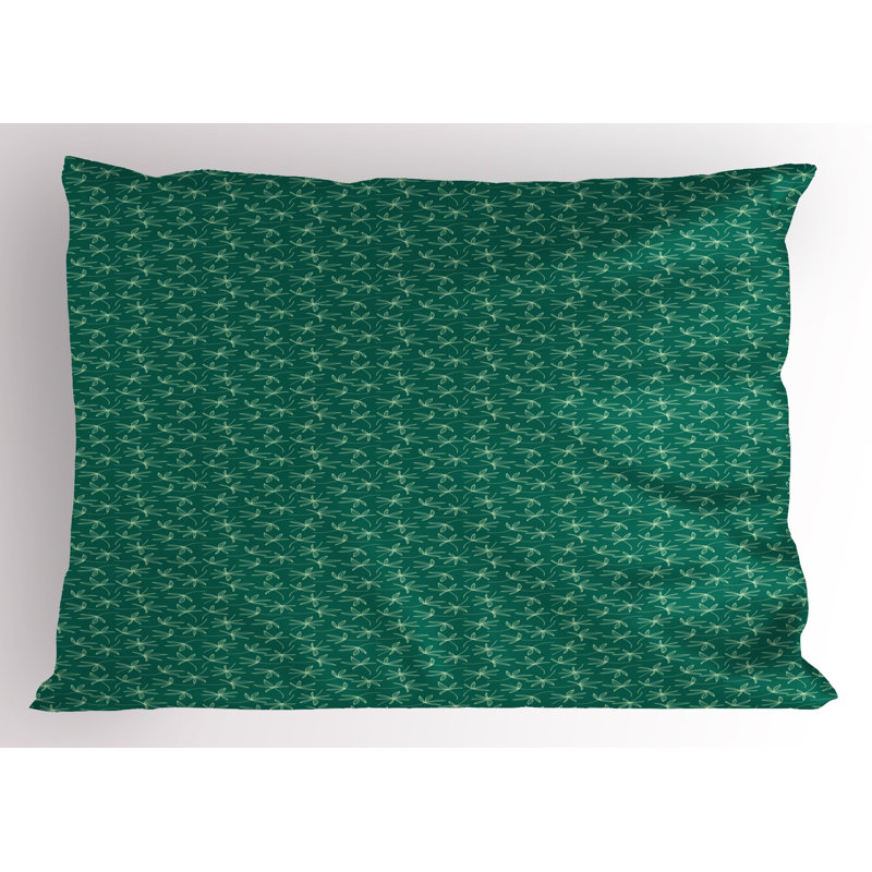 Forest Green Botanical Design Microfiber Pillow Shams 2-Pack