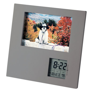 Portrait Mid-Century Modern Digital Quartz Movement / Crystal Tabletop Clock with Alarm in Grey