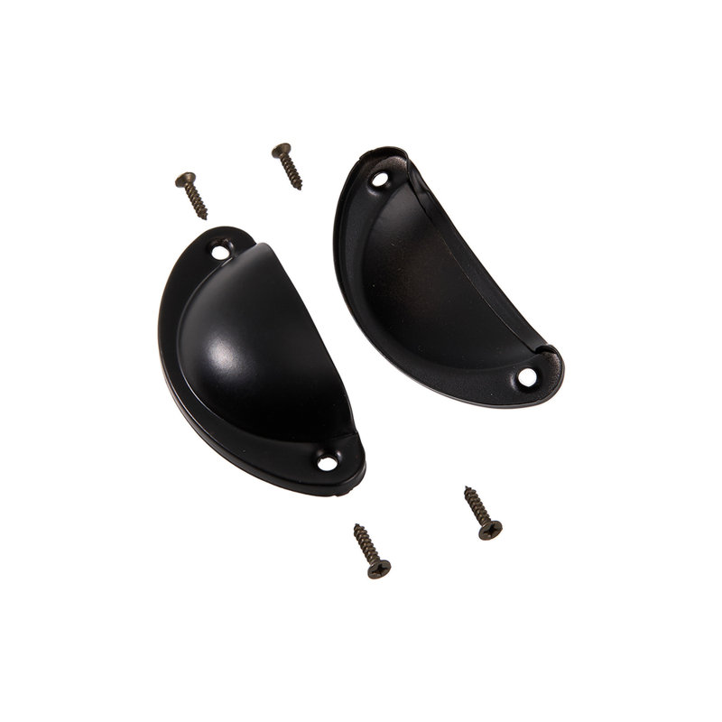 2Pcs Shell Cup Furniture Handles, Matte Black
