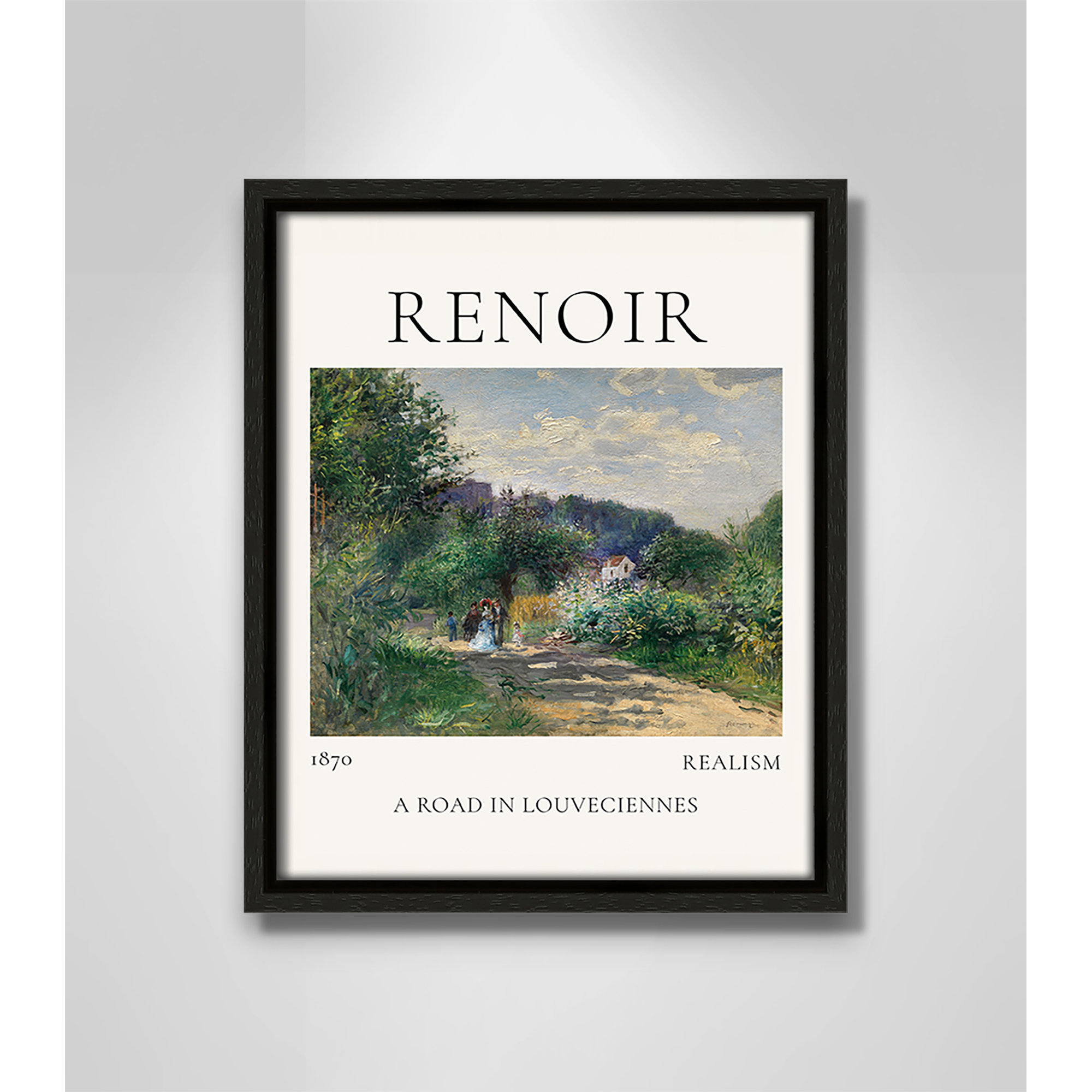 Old Masters Collection " A Road In Louveciennes " by Auguste Renoir, No, Espresso Floater Frame, 11.5" H x 9.5" W x 2" D