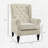 Button-Tufted Upholstered Fabric Armchair With Retro Wood Legs For Stylish Comfort And Timeless Appeal.-779238131