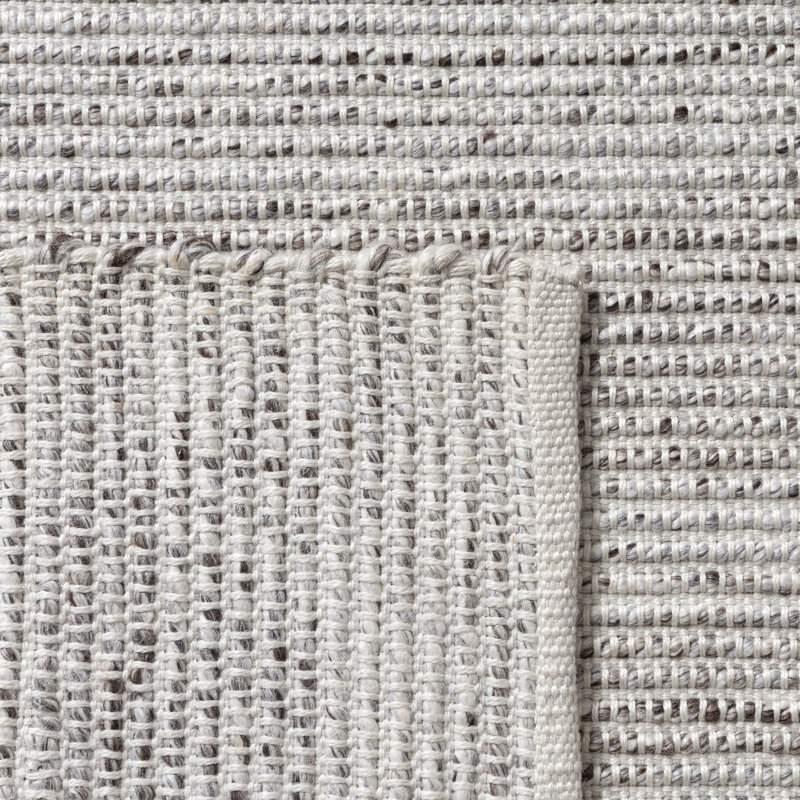  Tapis intérieur/extérieur contemporain en polyester uni tissé à la main, Rectangle 9 pi x 12 pi, Brown/Ivory