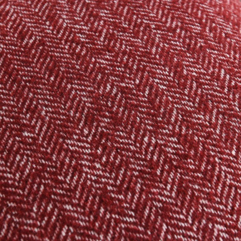 Wool Mixed Modern Boho Farmhouse Felt Herringbone Tweed Chevron Reverisable Pillow Covers, Red, 18"H x 18"W