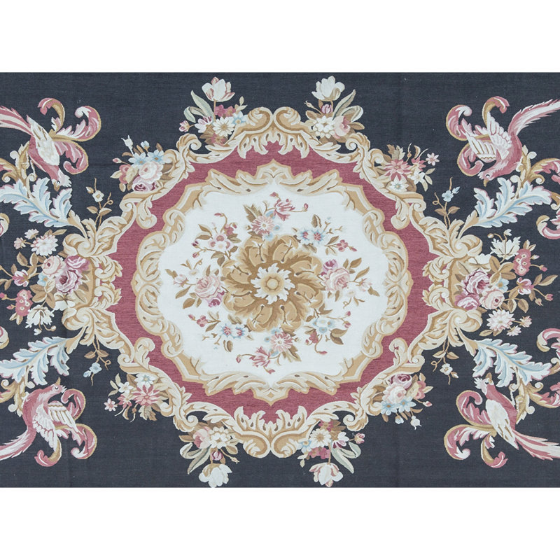 Hand-Knotted High-Quality Black and Gold Area Rug