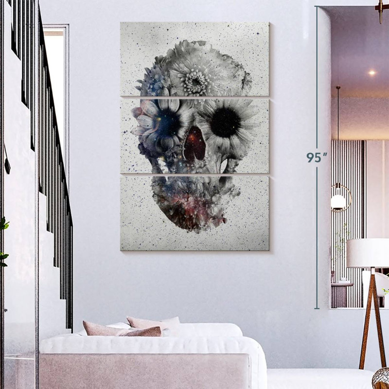 Crâne floral Kerner IV, H 74 po x l 48 po