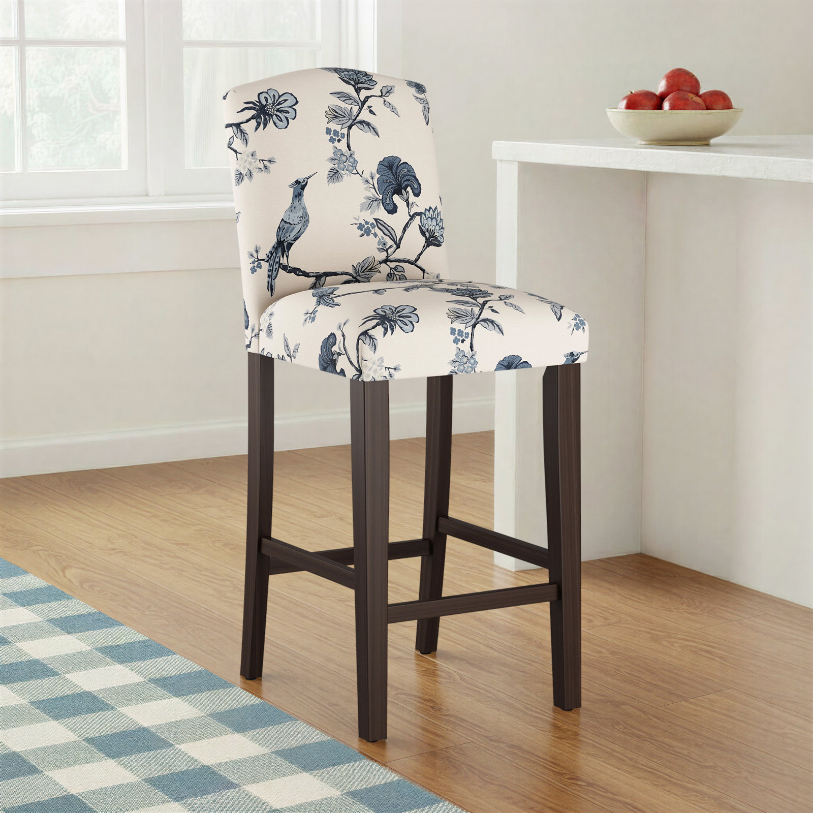 April 31" Bar Stool, Bar Stool (31” Seat Height), Shaana Indigo, Espresso
