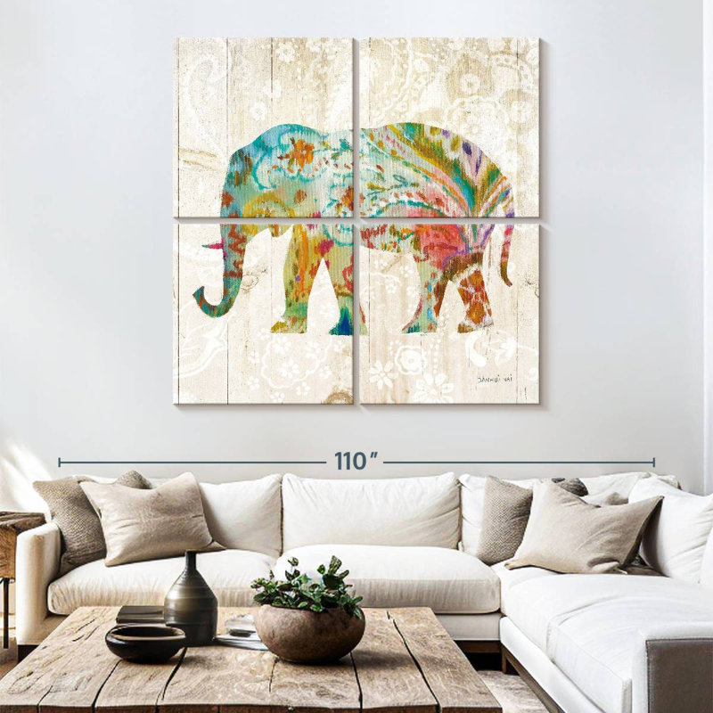 Brampt Boho Paisley Elephant II, 74" H x 74" W