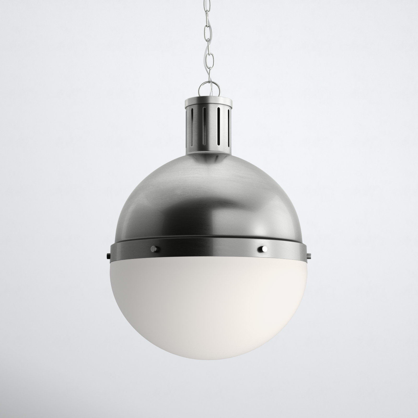 Geoffrey 1 - Light Unique Globe Pendant, 22" H x 16" W x 16" D, No , Brushed Nickel