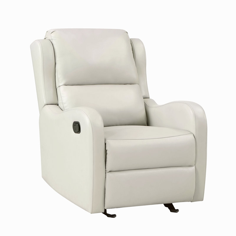 Faux Leather Upholstery Glider Reclining Chair 1Pc Living Room Furniture Comfort Seating Gentle Motion, White
