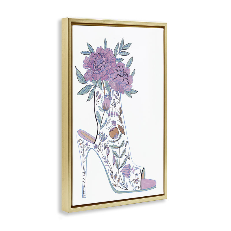 Chaussure avec toile flottante encadrée par Melissa Wang, H 25 po x l 17 po, Cadre flottant métallique doré