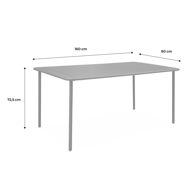 Lauring Rectangular Metal Outdoor Dining Table , 160cm cm W 90cm cm D, Green