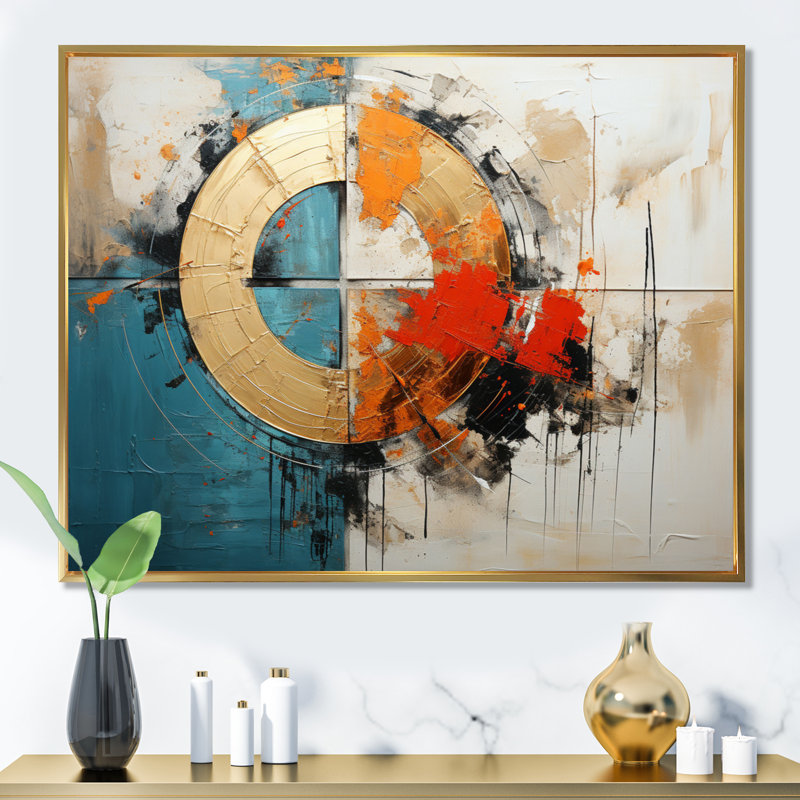 Harmonieux hybride III sur toile, Cadre flottant doré, 12" H x 20" W