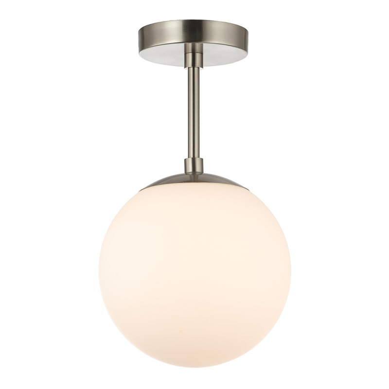 Bruning Traditional Glass Globe IP44 Bathroom Ceiling Light Fixture, Nickel