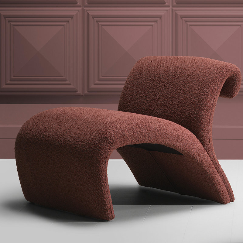 Vignola Armless Chair, Bouclé Rouge Polyester Blend