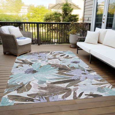 Tapis taupe Claudian ACN1486 intérieur / extérieur lavable à la machine