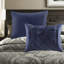 Ensemble de literie 7 pièces Elegant Navy, capitonné en polyester avec coussins décoratifs