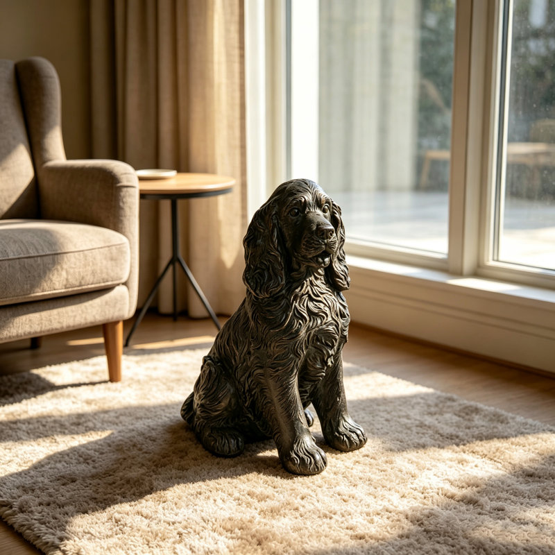 18'' Antique Finish Cocker Spaniel Dog Statue