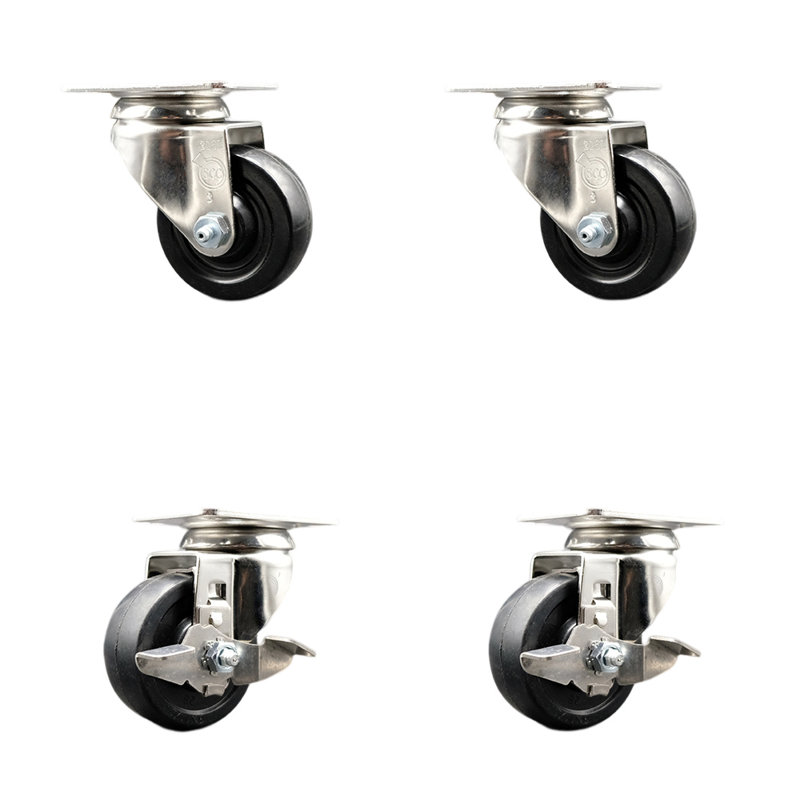 4 Piece Soft Rubber Caster Set