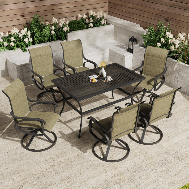 Ensemble de 2 chaises de patio pivotantes et pivotantes toutes saisons, Brown
