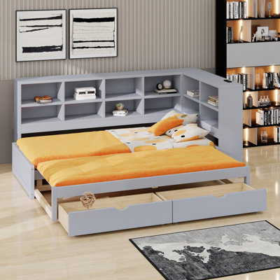 Space Saving Daybed with Two Drawers, LED Light and USB Ports for Bedroom