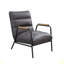 Fauteuil d'appoint en cuir fleur et fer mat
