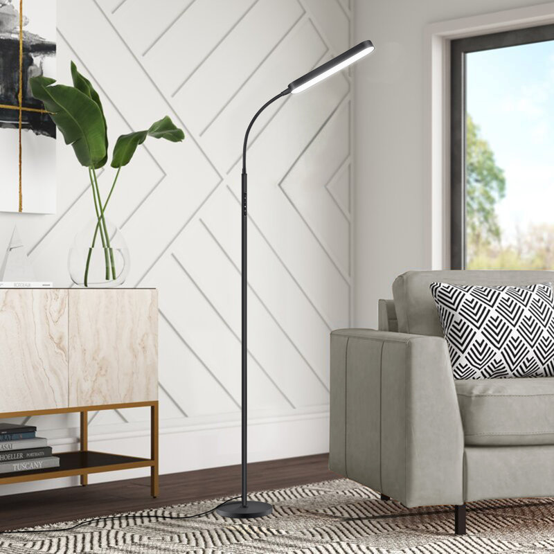 Dwayne 68.5'' Dimmable LED Task/Reading Floor Lamp with Remote & Touch Control, Black