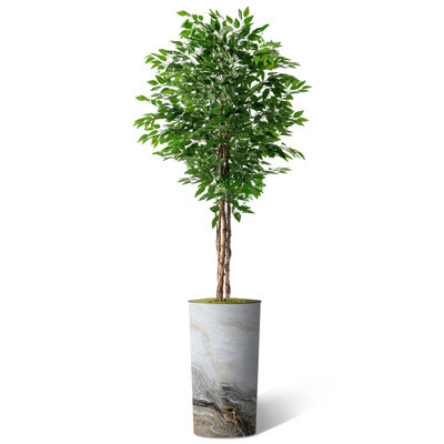 Artificial Tree In Modern Planter, Fake Ficus Silk Tree Home Decoration (Plant Pot Plus Tree)